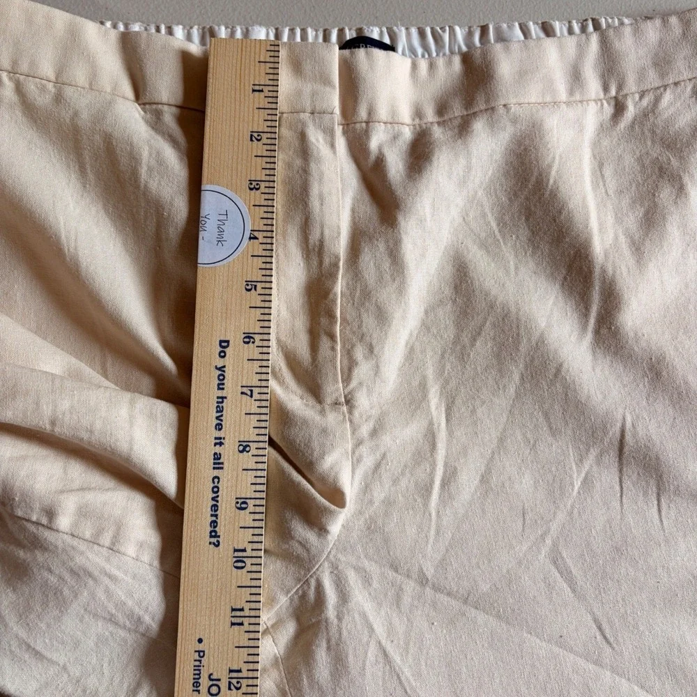 J Crew Wide Leg Linen High Rise Pants Size 16‎ Cropped Cream Coastal Work Comfy